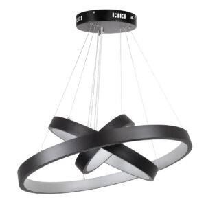 GloboStar® NEMESIS TRIO 61167-DECO Κρεμαστό Φωτιστικό Δαχτυλίδι-Κύκλος LED CCT 100W 12123lm 360° AC 220-240V – Εναλλαγή Φωτισμού μέσω Τηλεχειριστηρίου All In One Ψυχρό 6000k+Φυσικό 4500k+Θερμό 2700k Dimmable Φ25+40+60cm – Μαύρο – 3 Years Warranty