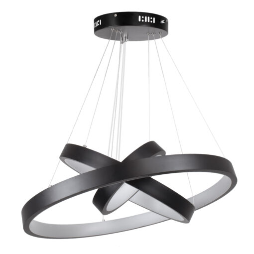 GloboStar® NEMESIS TRIO 61167-DECO Κρεμαστό Φωτιστικό Δαχτυλίδι-Κύκλος LED CCT 100W 12123lm 360° AC 220-240V – Εναλλαγή Φωτισμού μέσω Τηλεχειριστηρίου All In One Ψυχρό 6000k+Φυσικό 4500k+Θερμό 2700k Dimmable Φ25+40+60cm – Μαύρο – 3 Years Warranty