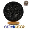 GloboStar® OCEANA 01338 Μοντέρνο Επιτραπέζιο Φωτιστικό Πορτατίφ Μονόφωτο Μαύρο Ξύλινο Ψάθινο Rattan Φ20 x Υ22cm