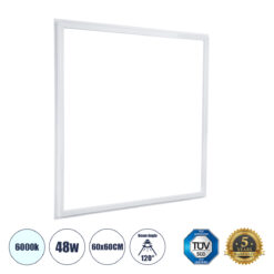 GloboStar® 60368 Χωνευτό LED Panel Linear Frameless Super Slim 60x60cm 48W 5760lm 120° CRI≥85Ra AC 220-240V IP44 Μ60 x Π60 x Υ1.5cm – Ψυχρό Λευκό 6000K – TÜV Certified Driver – 5 Years Warranty