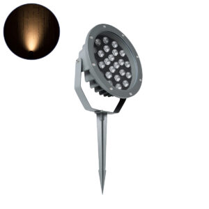 GloboStar® TREELIGHT-RIVA 90363 Σποτ Φωτισμού Ειδικό για Φυτά – Δέντρα με Βάση Κήπου / Καρφωτό LED 24W 2040lm 10° DC 24V Αδιάβροχο IP67 Φ20.5 x Υ6.5cm Αρχιτεκτονικό Πορτοκαλί 2200K – Γκρι Ανθρακί – 3 Years Warranty