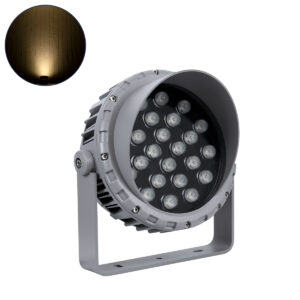 GloboStar® FLOOD-MENA 90644 Προβολέας Wall Washer με Αντιθαμβωτική Γρίλια για Φωτισμό Κτιρίων LED 24W 2160lm 30° AC 220-240V Αδιάβροχο IP65 Φ23 x Υ18cm Θερμό Λευκό 3000K – Ασημί – 3 Years Warranty