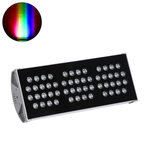 GloboStar® FLOOD-TENA 90224 Προβολέας Wall Washer για Φωτισμό Κτιρίων LED 108W 9180lm 10° DC 24V Αδιάβροχο IP65 Μ43.5 x Π15.5 x Υ18cm RGBW DMX512 – Ασημί – 3 Years Warranty