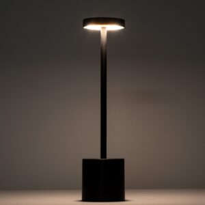 GloboStar® JOJO 76520 Μοντέρνο Επιτραπέζιο Φωτιστικό Πορτατίφ LED 1.5W 105lm 120° DC 5V Επαναφορτιζόμενο με Μπαταρία Li-ion 1800mAh – Διακόπτη Αφής με 3 Εναλλαγές Φωτισμού CCT Θερμό – Φυσικό – Ψυχρό 1500K – 4500K – 6000K Dimmable – D8 x H34cm – Μαύρο