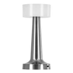 GloboStar® NANNA 76473 Μοντέρνο Επιτραπέζιο Φωτιστικό Πορτατίφ LED 1.5W 105lm 120° DC 5V Επαναφορτιζόμενο με Μπαταρία Li-ion 1800mAh – Διακόπτη Αφής με 3 Εναλλαγές Φωτισμού CCT Θερμό – Φυσικό – Ψυχρό 1500K – 4500K – 6000K Dimmable – D9 x 21cm – Ασημί