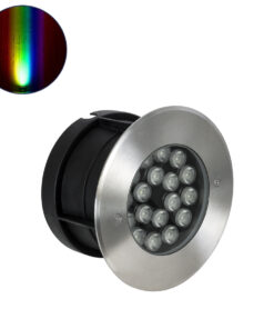 GloboStar® UNDERGROUND-SINA 90573 Χωνευτό Φωτιστικό Σποτ Δαπέδου LED 18W 1530lm 15° DC 24V Αδιάβροχο IP68 Φ20 x Υ11cm RGBW DMX512 – Ανοξείδωτο Ατσάλι – 3 Χρόνια Εγγύηση