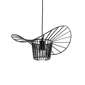 GloboStar® LUMINOVA 61462 Μοντέρνο Κρεμαστό Φωτιστικό Πλέγμα Μονόφωτο 1 x E27 IP20 Μαύρο Σχοινί με Μαύρο Σύρμα – Μ42 x Π42 x Υ20.5cm