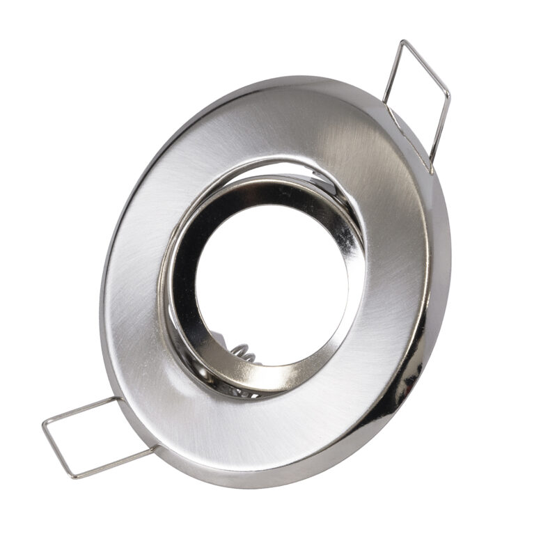 GloboStar® DELTA 77802 Χωνευτό Κινούμενο Στρόγγυλο Σποτ Οροφής για Λάμπα MR11 με Βάση GU5.3 ή GU10 – IP20 – Μεταλλικό – Φ70 x Υ21mm – Νίκελ Ματ – 5 Χρόνια Εγγύηση