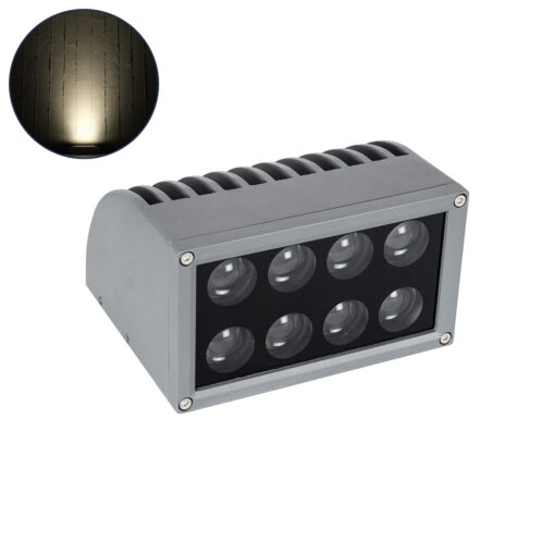 GloboStar® FLOOD-DENA 90486 Επιτοίχιος Προβολέας Wall Washer για Φωτισμό Κτιρίων – Απλίκα & Δαπέδου LED 16W 1520lm 5° DC 24V Αδιάβροχο IP67 Μ15.5 x Π13 x Υ9.1cm Φυσικό Λευκό 4500K – Γκρι Ανθρακί – 3 Years Warranty