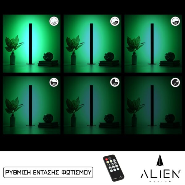 GloboStar® ALIEN-DIVA-BLACK-50-5 ALIEN Design DIVA Μοντέρνο Minimal Nordic Μεταλλικό Φωτιστικό Επιτραπέζιο – Πορτατίφ – Λαμπατέρ Μαύρο LED 8W 800lm με Ασύρματο Χειριστήριο RF & Dimmer IP20 Πράσινο Μ3 x Π1.6 x Υ50cm