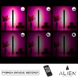 GloboStar® ALIEN-DIVA-BLACK-50-7 ALIEN Design DIVA Μοντέρνο Minimal Nordic Μεταλλικό Φωτιστικό Επιτραπέζιο – Πορτατίφ – Λαμπατέρ Μαύρο LED 8W 800 lm με Ασύρματο Χειριστήριο RF & Dimmer IP20 Ροζ Μ3 x Π1.6 x Υ50cm