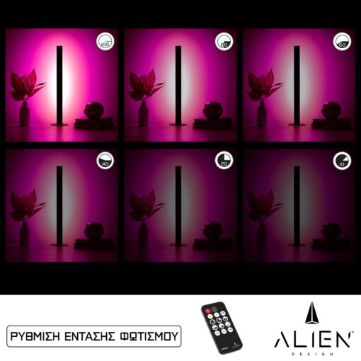 GloboStar® ALIEN-DIVA-BLACK-50-7 ALIEN Design DIVA Μοντέρνο Minimal Nordic Μεταλλικό Φωτιστικό Επιτραπέζιο – Πορτατίφ – Λαμπατέρ Μαύρο LED 8W 800 lm με Ασύρματο Χειριστήριο RF & Dimmer IP20 Ροζ Μ3 x Π1.6 x Υ50cm