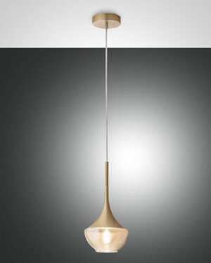 Κρεμαστό Φωτιστικό   Fabas Luce Apollo E27 Σατινέ Ορείχαλκος     – 3623-41-119