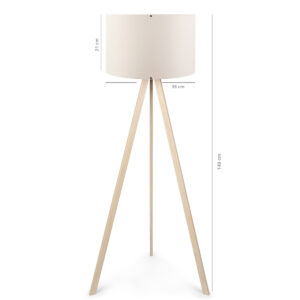 GloboStar® SAGA 204-0046 Μοντέρνο Eπιδαπέδιο Φωτιστικό Μονόφωτο 1 x E27 IP20 Μπεζ Ξύλο με Λευκό Ύφασμα – Μ38 x Π38 x Υ140cm