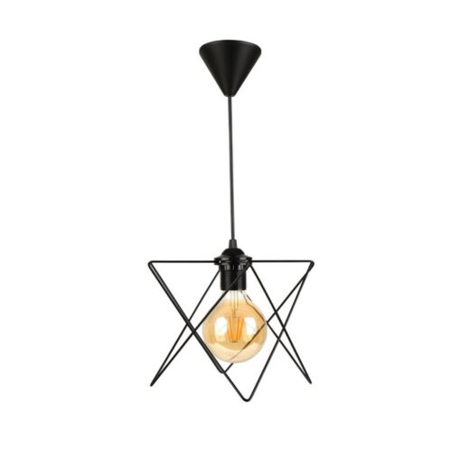 GloboStar® PATRICK 204-0109 Μοντέρνο Κρεμαστό Φωτιστικό Πλέγμα Μονόφωτο 1 x E27 IP20 Μαύρο Μέταλλο – Μ25 x Π25 x Υ55cm