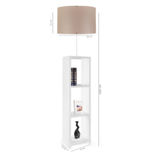 GloboStar® WOODO 204-0052 Μοντέρνο Eπιδαπέδιο Φωτιστικό Μονόφωτο 1 x E27 IP20 Λευκό Ξύλο με Μπεζ Ύφασμα – Μ38 x Π38 x Υ150cm