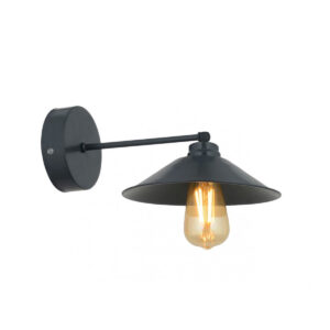 GloboStar® CATERPILLAR 204-0115 Μοντέρνο Επιτοίχειο Φωτιστικό Απλίκα Μονόφωτο 1 x E27 IP20 Μαύρο Μέταλλο – Μ21,5 x Π21,5 x Υ27cm