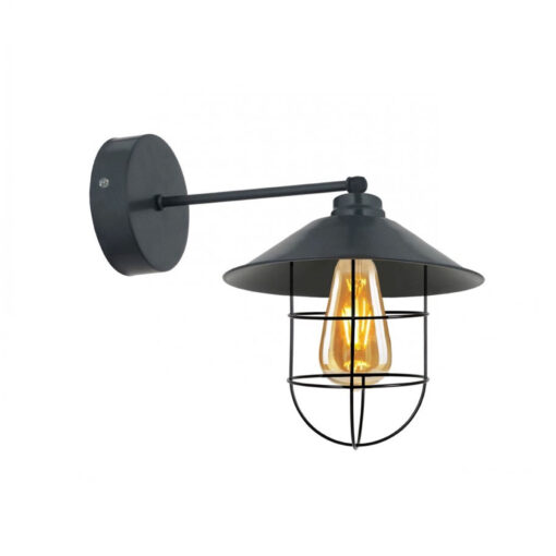 GloboStar® CAT 204-0116 Μοντέρνο Επιτοίχειο Φωτιστικό Απλίκα Μονόφωτο 1 x E27 IP20 Μαύρο Μέταλλο – Μ23 x Π23 x Υ27cm