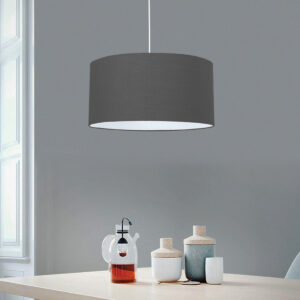 GloboStar® LOFTY 204-0093 Μοντέρνο Κρεμαστό Φωτιστικό Kαπέλο Μονόφωτο 1 x E27 IP20 Γκρι Ύφασμα – Μ38 x Π38 x Υ70cm