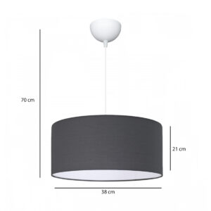 GloboStar® LOFTY 204-0093 Μοντέρνο Κρεμαστό Φωτιστικό Kαπέλο Μονόφωτο 1 x E27 IP20 Γκρι Ύφασμα – Μ38 x Π38 x Υ70cm