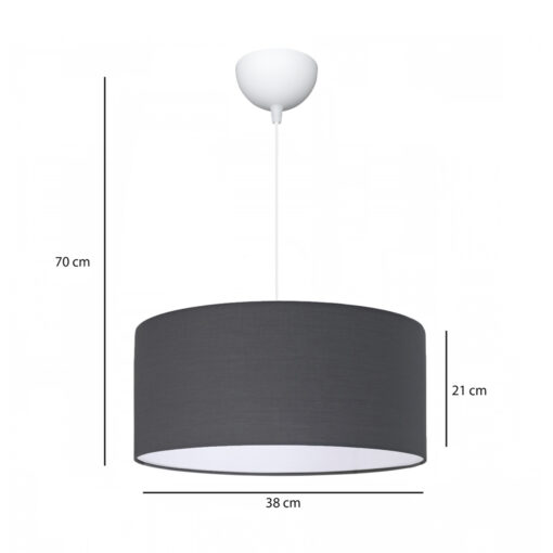 GloboStar® LOFTY 204-0093 Μοντέρνο Κρεμαστό Φωτιστικό Kαπέλο Μονόφωτο 1 x E27 IP20 Γκρι Ύφασμα – Μ38 x Π38 x Υ70cm