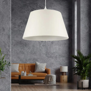 GloboStar® TRIANGLE 204-0089 Μοντέρνο Κρεμαστό Φωτιστικό Kαπέλο Μονόφωτο 1 x E27 IP20 Λευκό Ύφασμα – Μ37 x Π37 x Υ70cm