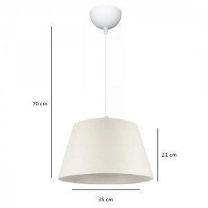 GloboStar® TRIANGLE 204-0089 Μοντέρνο Κρεμαστό Φωτιστικό Kαπέλο Μονόφωτο 1 x E27 IP20 Λευκό Ύφασμα – Μ37 x Π37 x Υ70cm