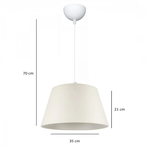 GloboStar® TRIANGLE 204-0089 Μοντέρνο Κρεμαστό Φωτιστικό Kαπέλο Μονόφωτο 1 x E27 IP20 Λευκό Ύφασμα – Μ37 x Π37 x Υ70cm