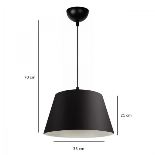 GloboStar® TRIANGLE 204-0088 Μοντέρνο Κρεμαστό Φωτιστικό Kαπέλο Μονόφωτο 1 x E27 IP20 Μαύρο Ύφασμα – Μ37 x Π37 x Υ70cm