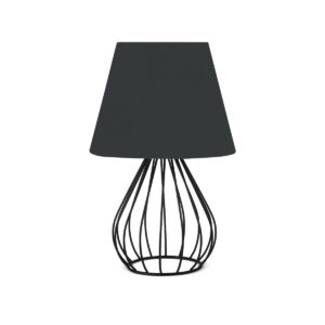 GloboStar® CLASS 204-0080 Μοντέρνο Eπιτραπέζιο Φωτιστικό Μονόφωτο 1 x E27 IP20 Μαύρο Μέταλλο με Μαύρο Ύφασμα – Μ22 x Π22 x Υ36cm