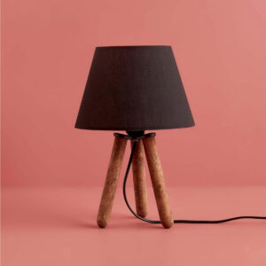 GloboStar® CAP 204-0068 Μοντέρνο Eπιτραπέζιο Φωτιστικό Μονόφωτο 1 x E27 IP20 Καρυδί Ξύλο με Μαύρο Ύφασμα – Μ22 x Π22 x Υ33cm