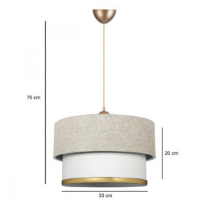 GloboStar® FOCUS 204-0100 Μοντέρνο Κρεμαστό Φωτιστικό Kαπέλο Μονόφωτο 1 x E27 IP20 Λευκό Ύφασμα – Μ30 x Π30 x Υ70cm