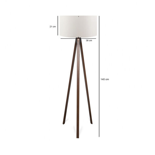 GloboStar® SAGA 204-0032 Μοντέρνο Eπιδαπέδιο Φωτιστικό Μονόφωτο 1 x E27 IP20 Καρυδί Ξύλο με Λευκό Ύφασμα – Μ38 x Π38 x Υ140cm