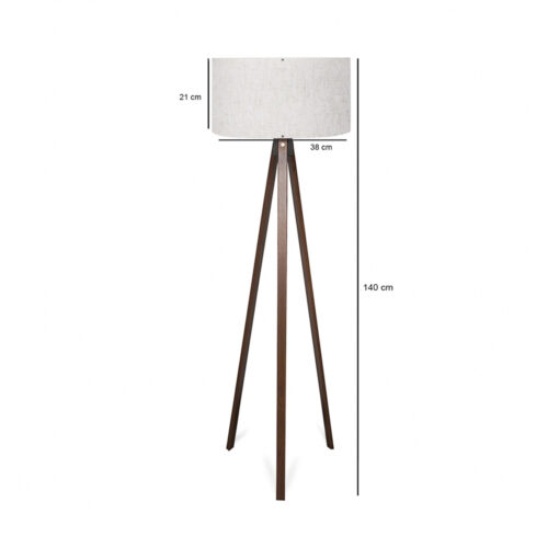 GloboStar® SAGA 204-0035 Μοντέρνο Eπιδαπέδιο Φωτιστικό Μονόφωτο 1 x E27 IP20 Καρυδί Ξύλο με Λευκό Ύφασμα – Μ38 x Π38 x Υ140cm