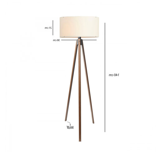 GloboStar® SAGA 204-0031 Μοντέρνο Eπιδαπέδιο Φωτιστικό Μονόφωτο 1 x E27 IP20 Καρυδί Ξύλο με Μπεζ Ύφασμα – Μ38 x Π38 x Υ140cm