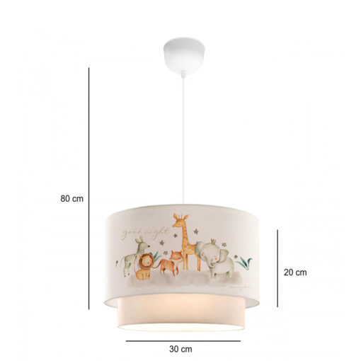 GloboStar® GIRAFFE 204-0007 Παιδικό Κρεμαστό Φωτιστικό Φιγούρα Μονόφωτο 1 x E27 IP20 Λευκό Ύφασμα – Μ30 x Π30 x Υ70cm