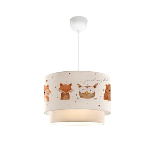 GloboStar® OWL 204-0001 Παιδικό Κρεμαστό Φωτιστικό Φιγούρα Μονόφωτο 1 x E27 IP20 Λευκό Ύφασμα – Μ30 x Π30 x Υ70cm