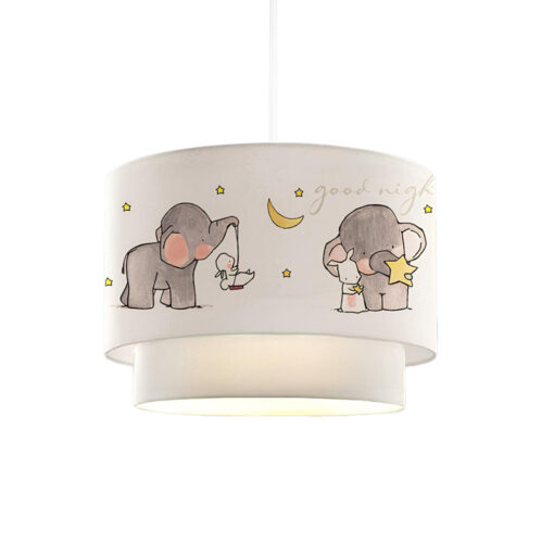 GloboStar® ELEPHANT 204-0002 Παιδικό Κρεμαστό Φωτιστικό Φιγούρα Μονόφωτο 1 x E27 IP20 Λευκό Ύφασμα – Μ30 x Π30 x Υ70cm