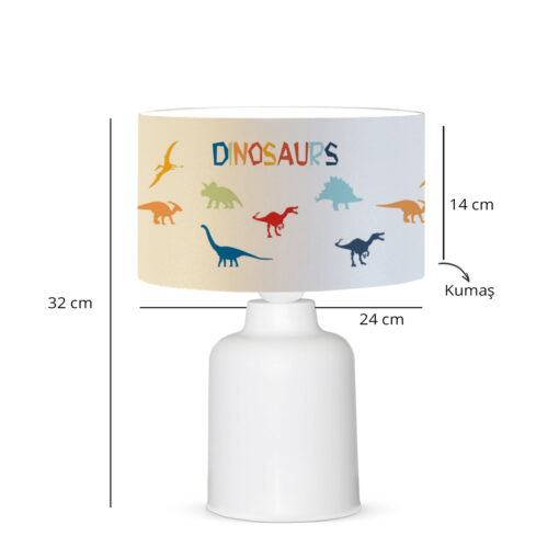GloboStar® DINO 204-0028 Παιδικό Eπιτραπέζιο Φωτιστικό Φιγούρα Μονόφωτο 1 x E27 IP20 Λευκό Ύφασμα – Μ24 x Π24 x Υ32cm