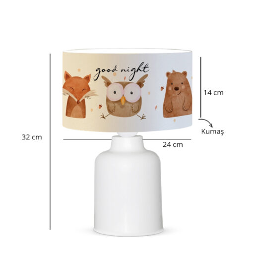 GloboStar® OWL 204-0024 Παιδικό Eπιτραπέζιο Φωτιστικό Φιγούρα Μονόφωτο 1 x E27 IP20 Λευκό & Πορτοκαλί Ύφασμα – Μ24 x Π24 x Υ32cm