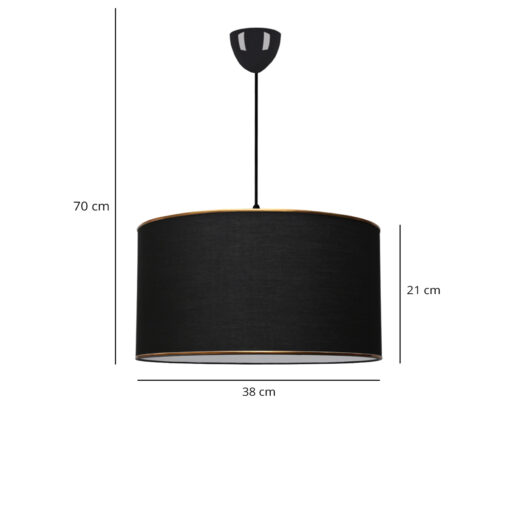 GloboStar® LOFTY 204-0092 Μοντέρνο Κρεμαστό Φωτιστικό Kαπέλο Μονόφωτο 1 x E27 IP20 Μαύρο Ύφασμα – Μ38 x Π38 x Υ70cm