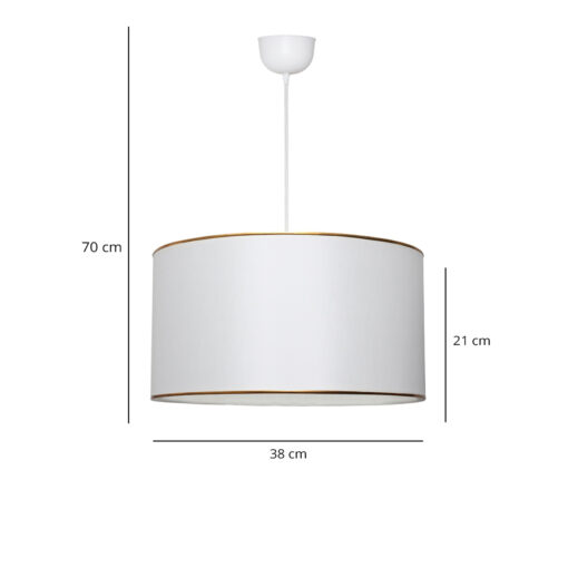 GloboStar® LOFTY 204-0091 Μοντέρνο Κρεμαστό Φωτιστικό Kαπέλο Μονόφωτο 1 x E27 IP20 Λευκό Ύφασμα – Μ38 x Π38 x Υ70cm