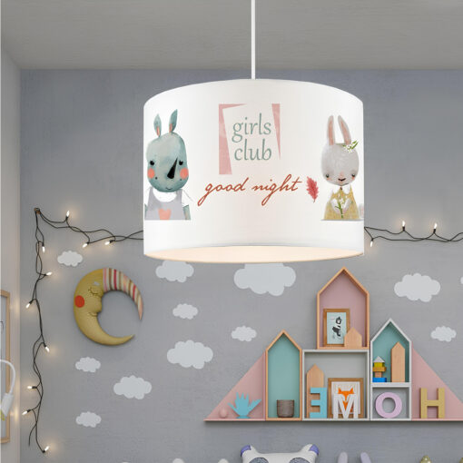 GloboStar® GIRLSCLUB 204-0010 Παιδικό Κρεμαστό Φωτιστικό Φιγούρα Μονόφωτο 1 x E27 IP20 Λευκό Ύφασμα – Μ28 x Π28 x Υ70cm