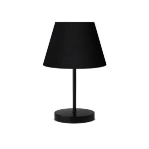 GloboStar® LARA 204-0074 Μοντέρνο Eπιτραπέζιο Φωτιστικό Μονόφωτο 1 x E27 IP20 Μαύρο Μέταλλο με Μαύρο Ύφασμα – Μ22 x Π22 x Υ36cm