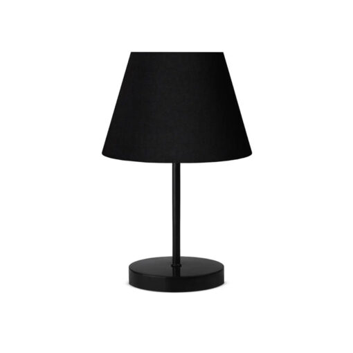GloboStar® LARA 204-0074 Μοντέρνο Eπιτραπέζιο Φωτιστικό Μονόφωτο 1 x E27 IP20 Μαύρο Μέταλλο με Μαύρο Ύφασμα – Μ22 x Π22 x Υ36cm