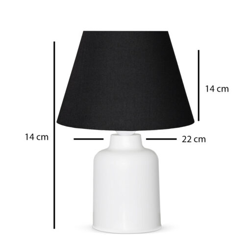 GloboStar® CIA 204-0081 Μοντέρνο Eπιτραπέζιο Φωτιστικό Μονόφωτο 1 x E27 IP20 Λευκό Πλαστικό με Μαύρο Ύφασμα – Μ24 x Π24 x Υ31cm
