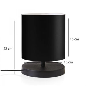 GloboStar® MINNIE 204-0063 Μοντέρνο Eπιτραπέζιο Φωτιστικό Μονόφωτο 1 x E27 IP20 Μαύρο Ξύλο με Μαύρο Ύφασμα – Μ15 x Π15 x Υ22cm
