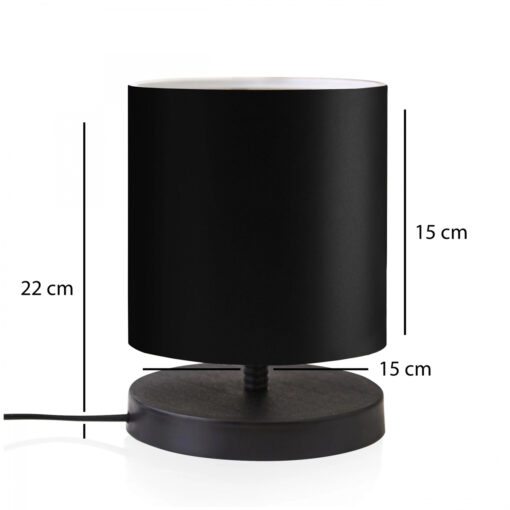 GloboStar® MINNIE 204-0063 Μοντέρνο Eπιτραπέζιο Φωτιστικό Μονόφωτο 1 x E27 IP20 Μαύρο Ξύλο με Μαύρο Ύφασμα – Μ15 x Π15 x Υ22cm