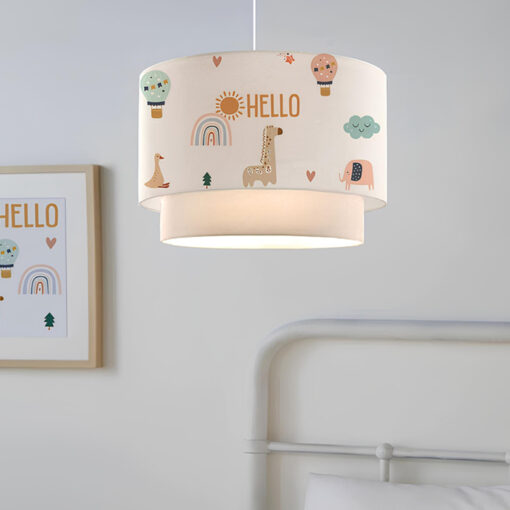 GloboStar® BALLOON 204-0004 Παιδικό Κρεμαστό Φωτιστικό Φιγούρα Μονόφωτο 1 x E27 IP20 Λευκό Ύφασμα – Μ30 x Π30 x Υ70cm