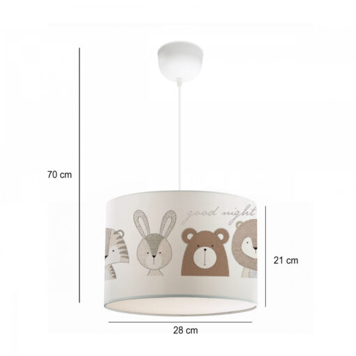 GloboStar® BEAR 204-0018 Παιδικό Κρεμαστό Φωτιστικό Φιγούρα Μονόφωτο 1 x E27 IP20 Λευκό Ύφασμα – Μ28 x Π28 x Υ70cm